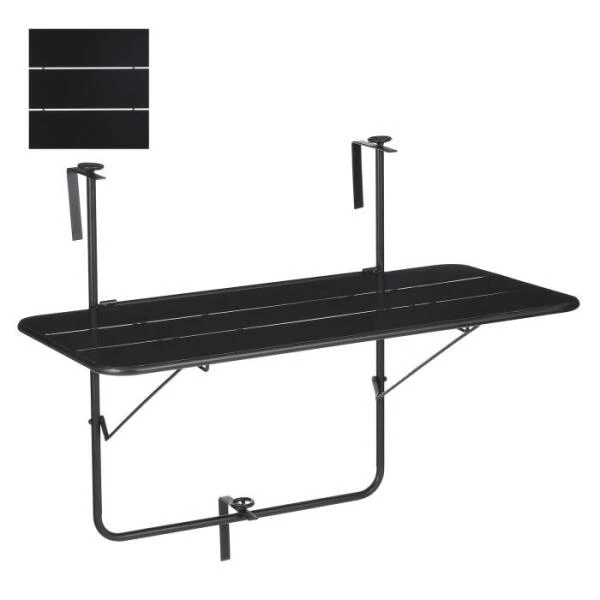 Balkontafel Zwart - 88 × 51,5 × 67 Cm 3 Balkontafel Zwart - 88 × 51,5 × 67 Cm