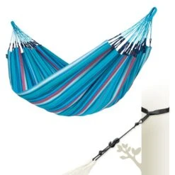 LA SIESTA Tweepersoonshangmat Brisa Outdoor - Zeeblauw -Tuinadvies Winkel brisa wave double classic hammock outdoor 1609770123 213 600