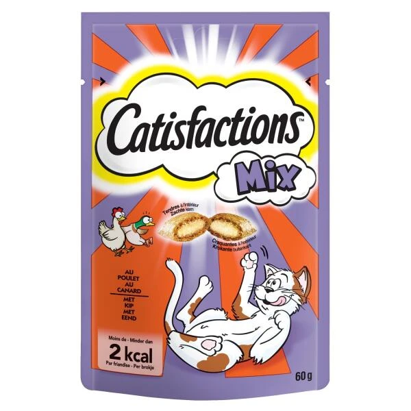 Catisfactions Kattensnoepjes Mix Kip En Eend - 60 Gram 3 Catisfactions Kattensnoepjes Mix Kip En Eend - 60 Gram