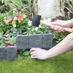 Tuinafboording Kunststof Steenlook Grijs - 240 Cm -Tuinadvies Winkel tuinafboording steengrijs 240 cm 1484057391 3 600